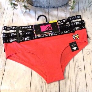 3-Pk Briefly Stated Womens MTV Novelty Cotton Hipster Panty